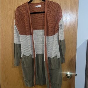 Colorblock Open Front Cardigan Sweater